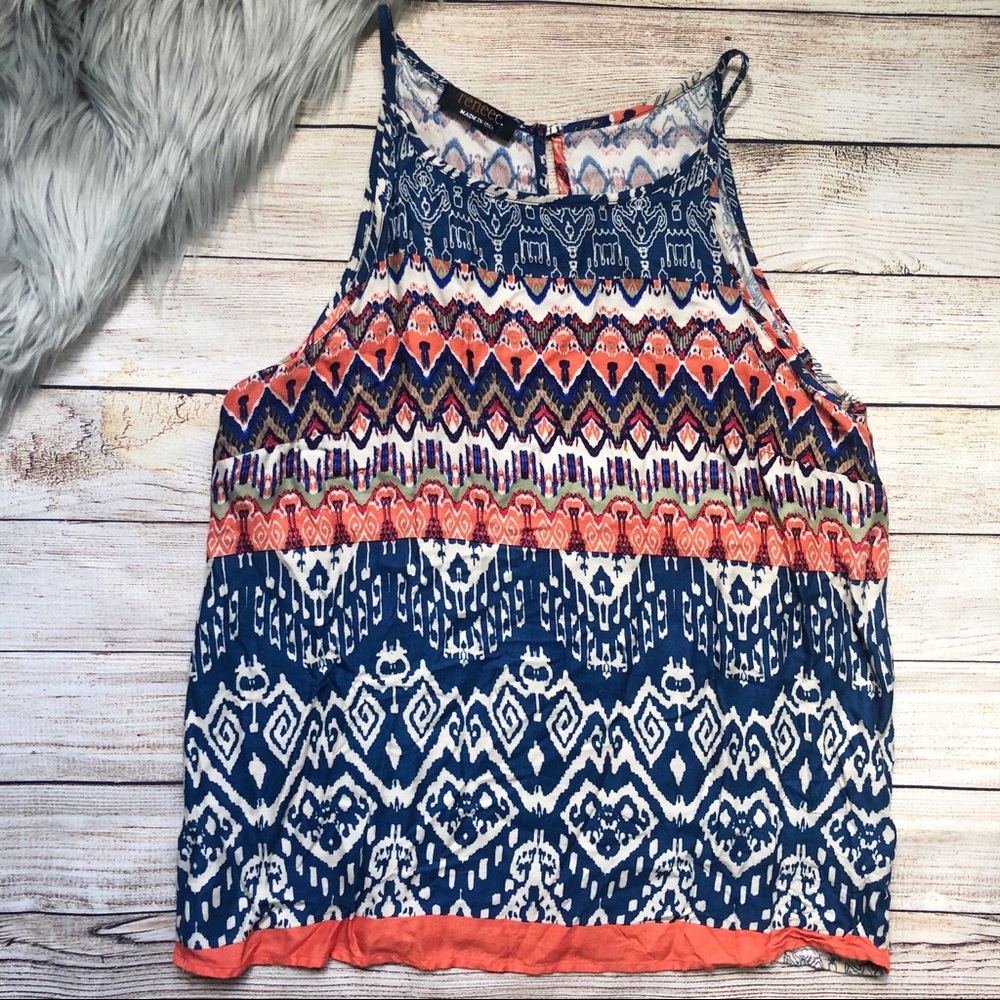 Renee C. Made in USA Tank Top Boho Tribal Print